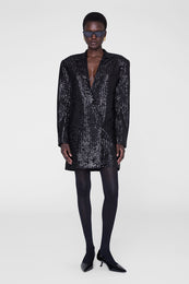 ANINE BING Veneda Mini Dress - Black Sequin - on model front