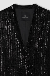 ANINE BING Veneda Mini Dress - Black Sequin - detail view