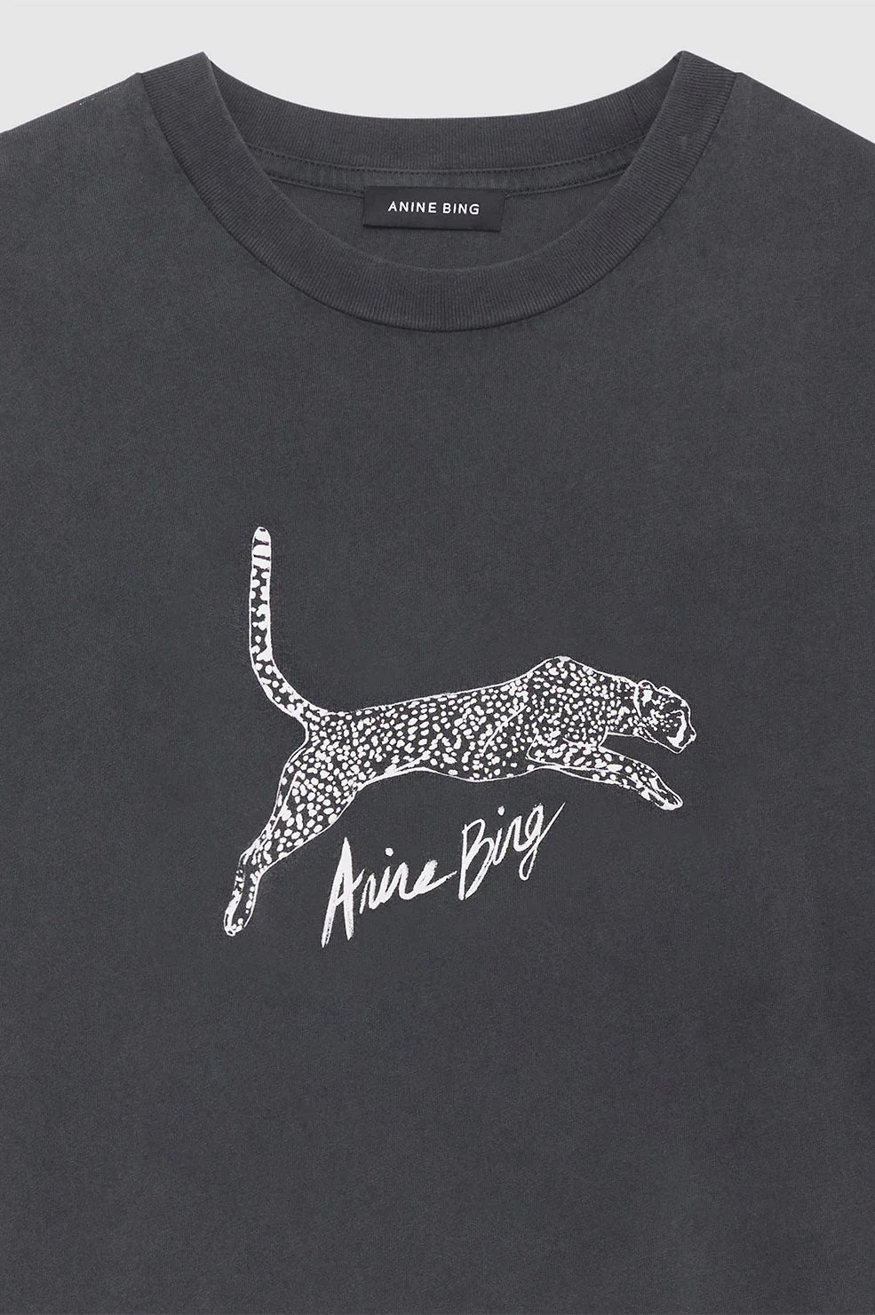 ANINE BING Walker Tee Spotted Leopard - Washed Black