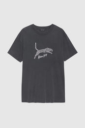 ANINE BING Walker Tee Spotted Leopard - Washed Black