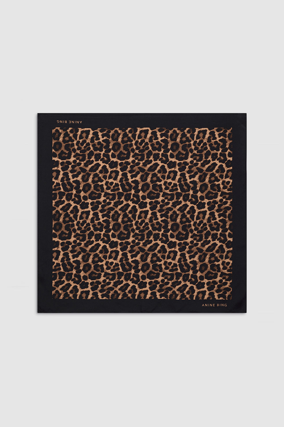 ANINE BING York Scarf - Black And Brown Leopard 