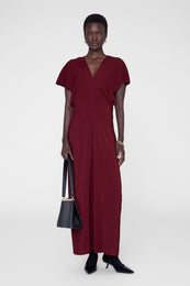 ANINE BING Zadig Dress - Cabernet - on model front view