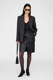 ANINE BING Zaire Skirt - Black Leather - On Model Front