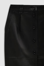 ANINE BING Zaire Skirt - Black Leather - Detail View
