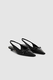 ANINE BING Zoey Slingback Heels - Black Patent