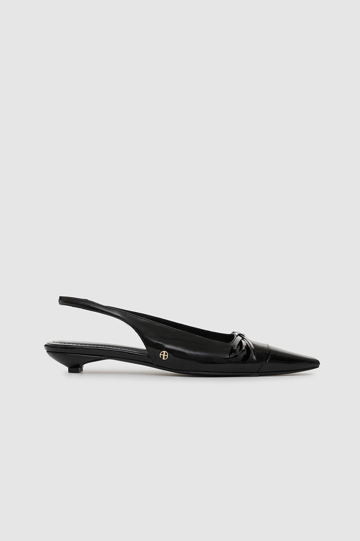 ANINE BING Zoey Slingback Heels - Black Patent