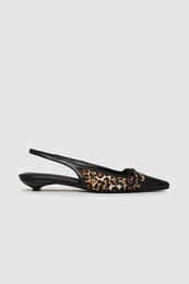 featured-img|ANINE BING Zoey Slingback Heels - Leopard Calf Hair - Side View