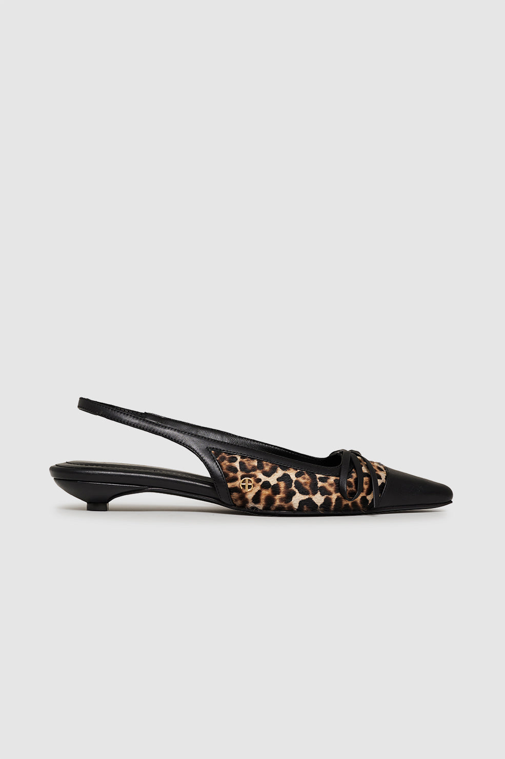 featured-img|ANINE BING Zoey Slingback Heels - Leopard Calf Hair - Side View