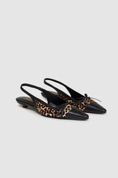 ANINE BING Zoey Slingback Heels - Leopard Calf Hair - Front View