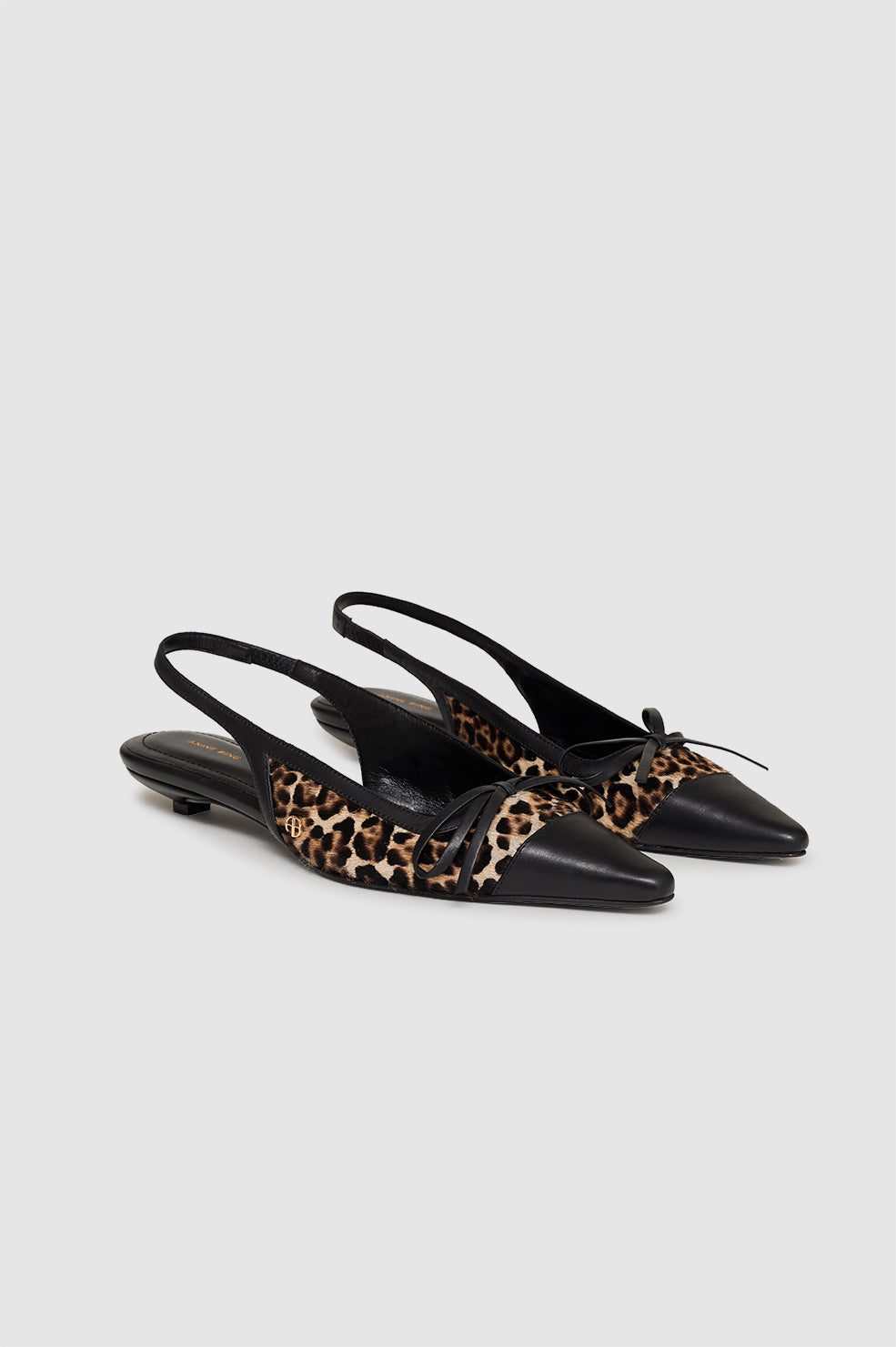 ANINE BING Zoey Slingback Heels - Leopard Calf Hair - Front View