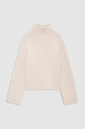 ANINE BING Alma Turtleneck Sweater - Beige - front view