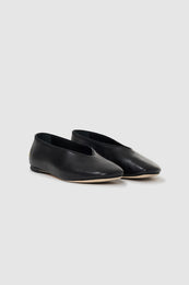 ANINE BING Ana Flats Smooth Leather - Black - pair front view