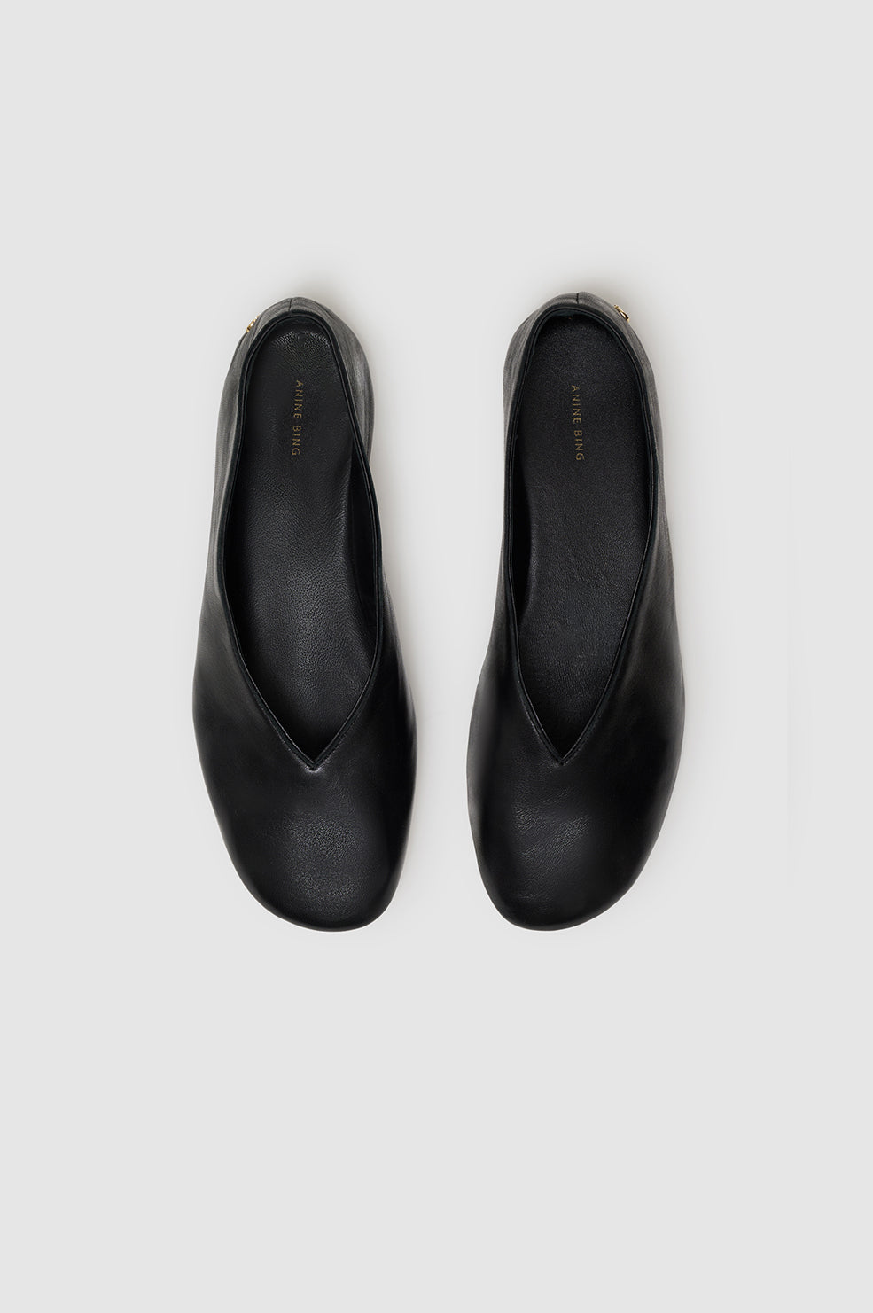 ANINE BING Ana Flats Smooth Leather - Black - top view