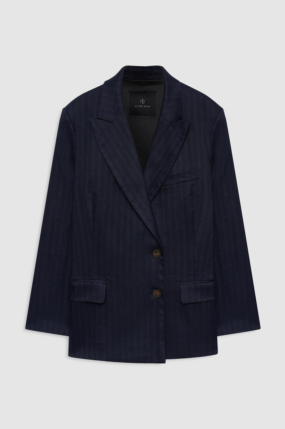 featured-img|ANINE BING Aretha Blazer - Navy Pinstripe - front view