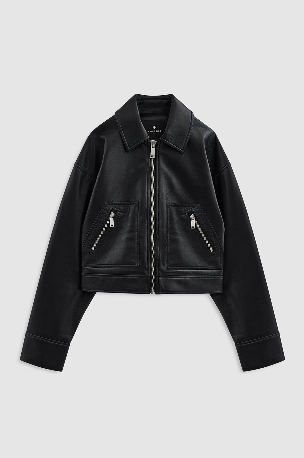 Assan Jacket - Black Recycled Leather View 3