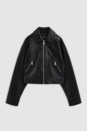 ANINE BING Assan Jacket - Black Recycled Leather - front view