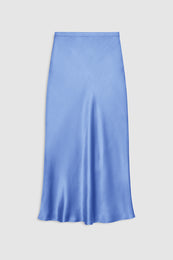 ANINE BING Bar Silk Skirt - Storm Blue - front view