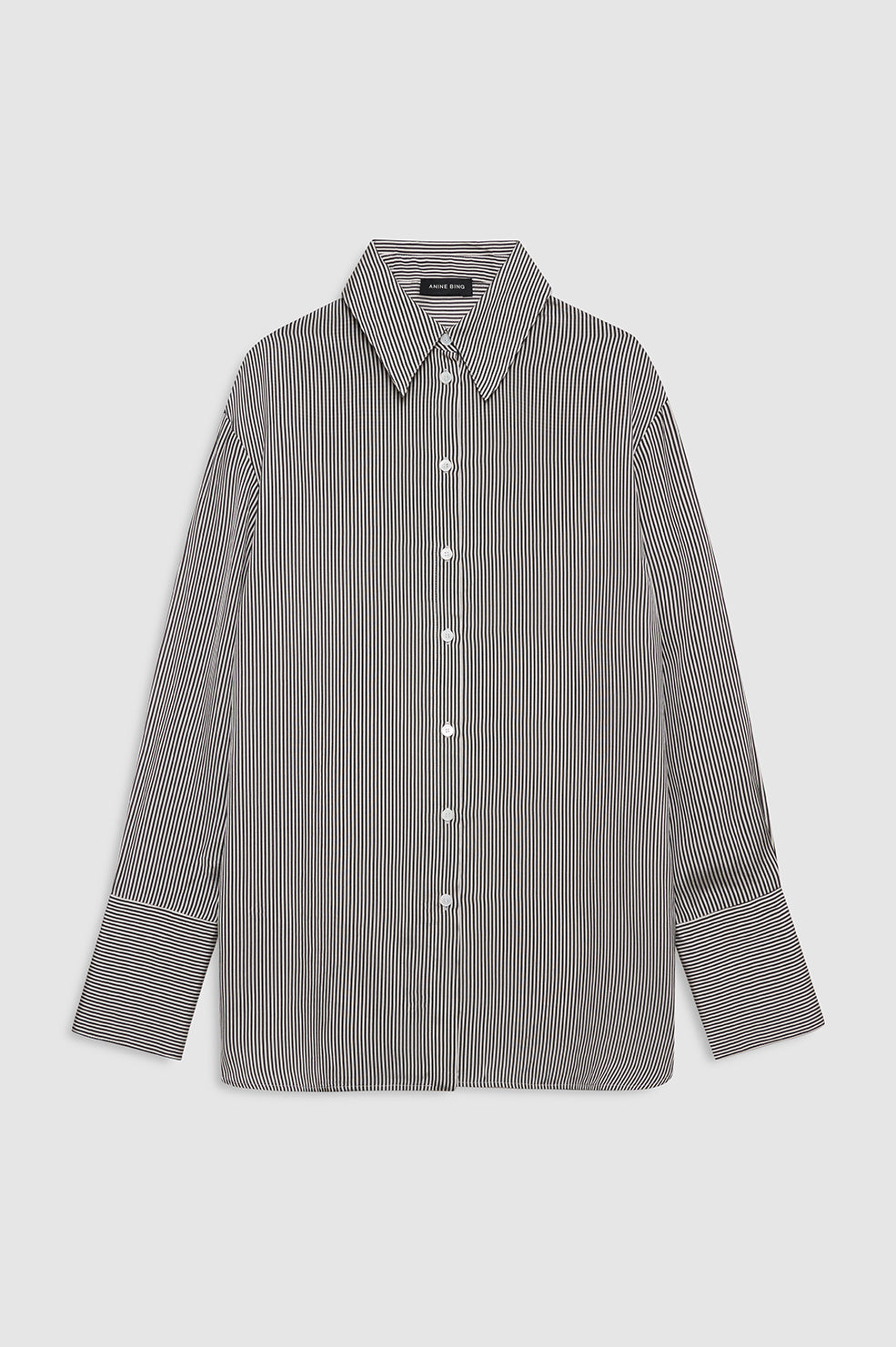 Bridget Shirt - White And Black Mini Stripe View 3
