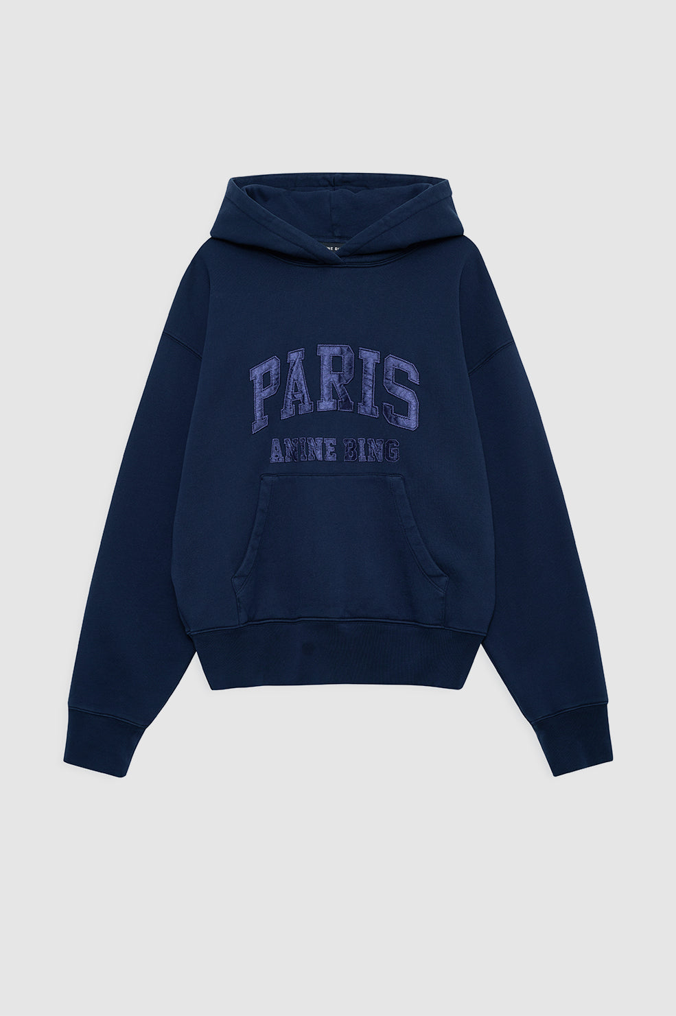 ANINE BING Debbie Shrunken Hoodie Paris - Washed Navy - front view