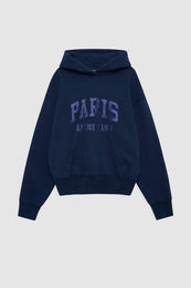 ANINE BING Debbie Shrunken Hoodie Paris - Washed Navy - front view