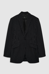 featured-img|ANINE BING Elga Blazer - Black And White Pinstripe - front view