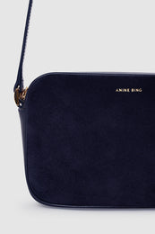 ANINE BING Elly Camera Bag - Navy Suede - detail view