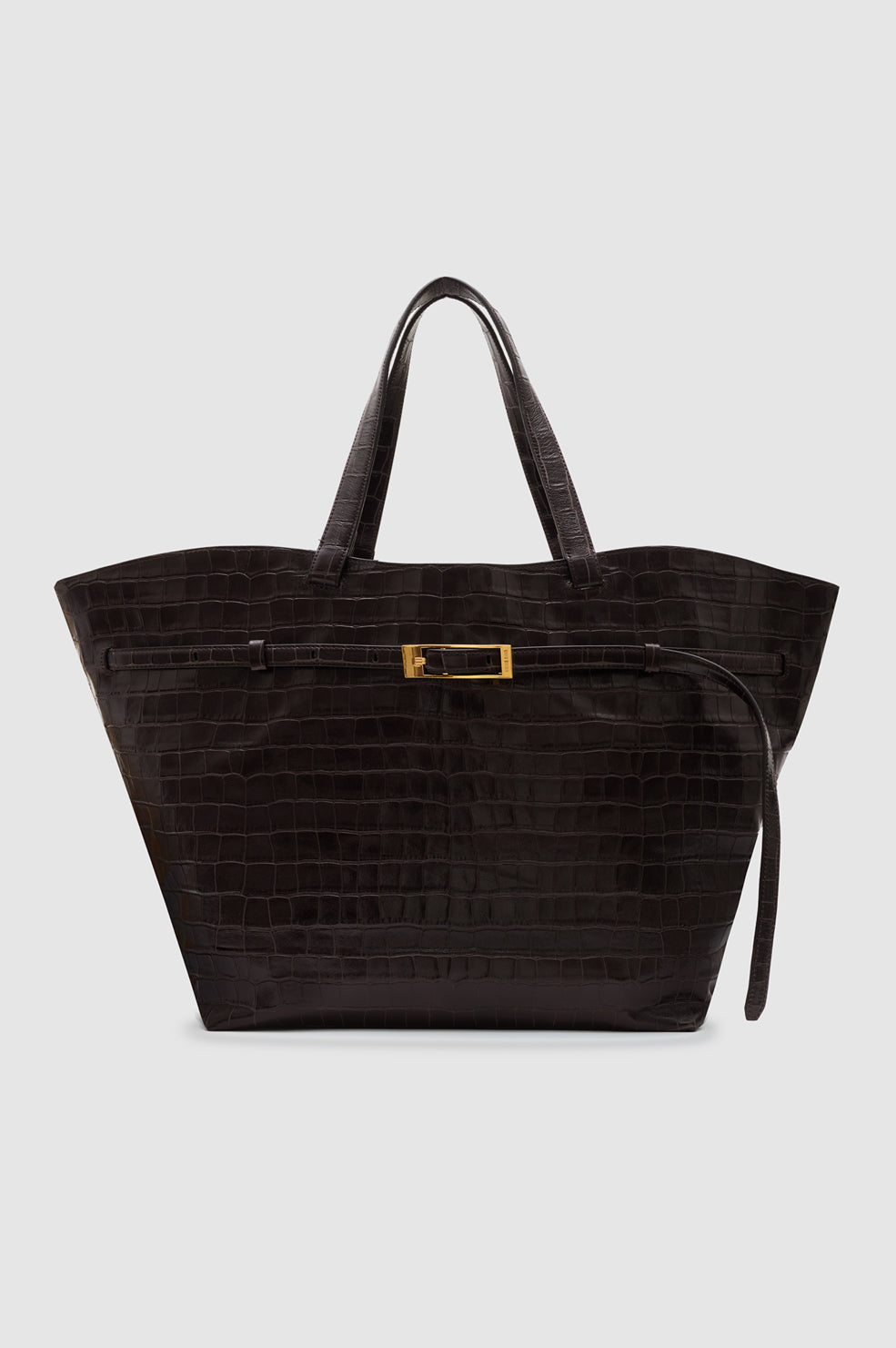 ANINE BING Elly Tote Embossed - Dark Brown - front view