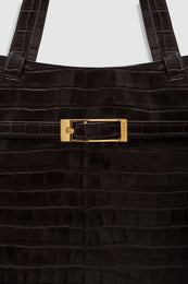 ANINE BING Elly Tote Embossed - Dark Brown - back view