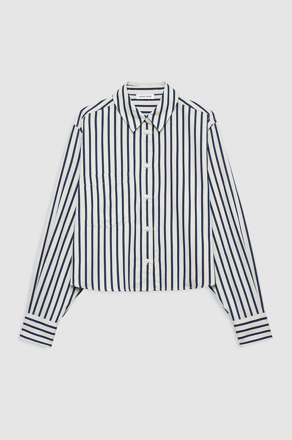 ANINE BING Essie Cropped Shirt - Maritime Stripe - front view
