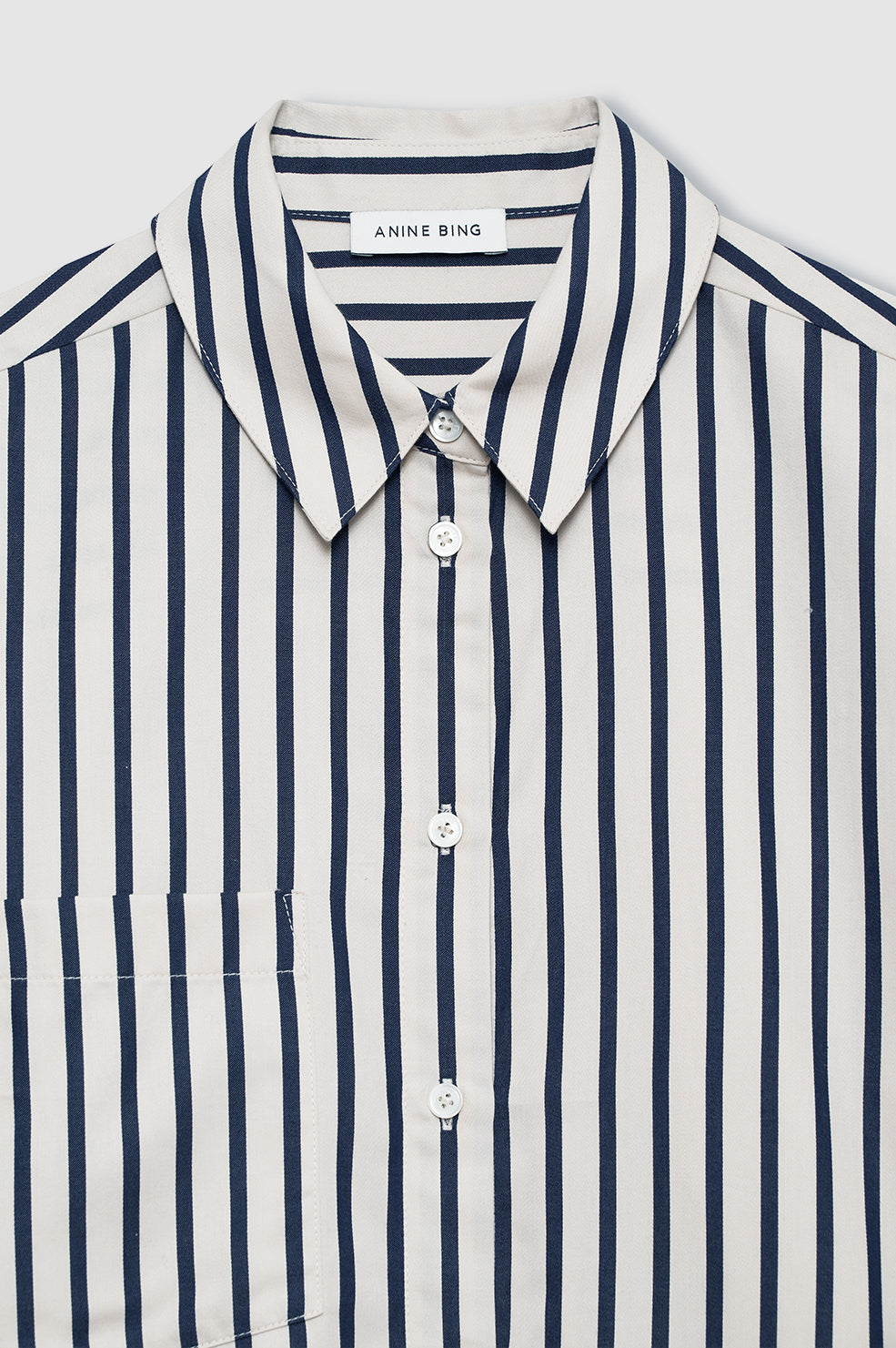 ANINE BING Essie Cropped Shirt - Maritime Stripe - detail view