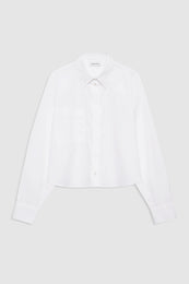 featured-img|ANINE BING Essie Cropped Shirt - White - front view