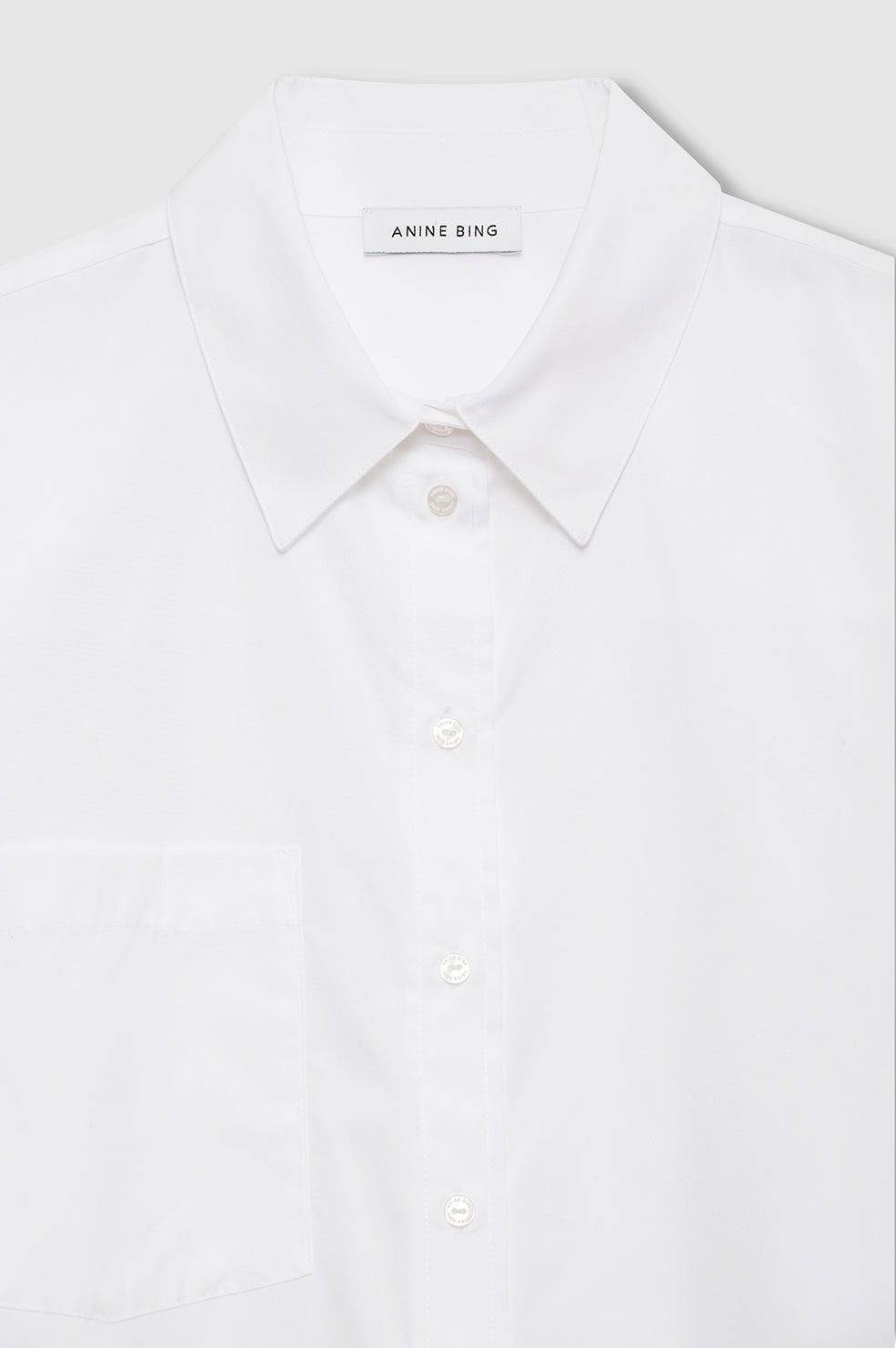 ANINE BING Essie Cropped Shirt - White - front view - detail view