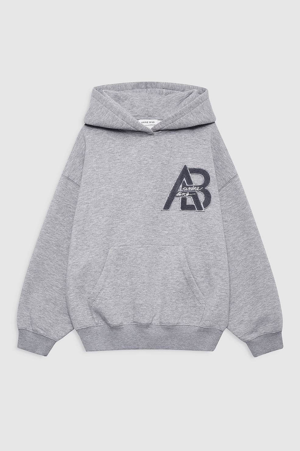 featured-img|ANINE BING Jaci Hoodie Letterman - Medium Heather Grey - front view