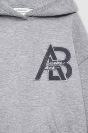 ANINE BING Jaci Hoodie Letterman - Medium Heather Grey - detail view