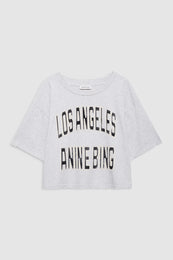 ANINE BING Johnny Cropped Tee - Grey Melange  - front view