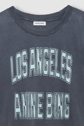 ANINE BING Johnny Cropped Tee - Washed Grey - detail view