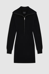 ANINE BING June Trucker Collar Dress - Black - front view