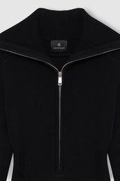 ANINE BING June Trucker Collar Dress - Black - detail view