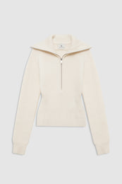 ANINE BING June Trucker Collar Sweater - Ecru - front view