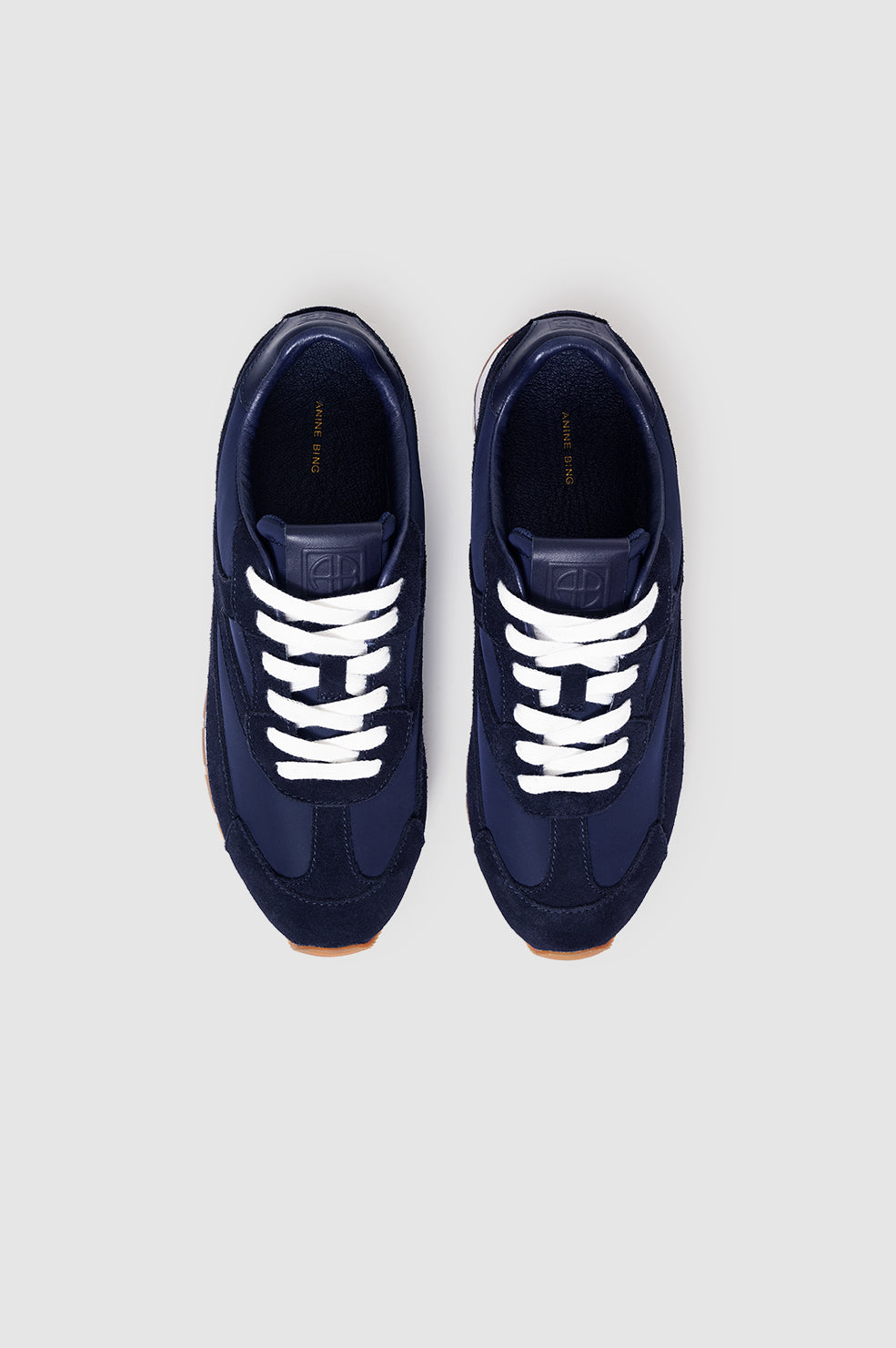 ANINE BING Juno Sneakers - Navy Suede - top pair view