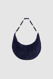 ANINE BING Kate Hobo Bag - Navy Suede - front view