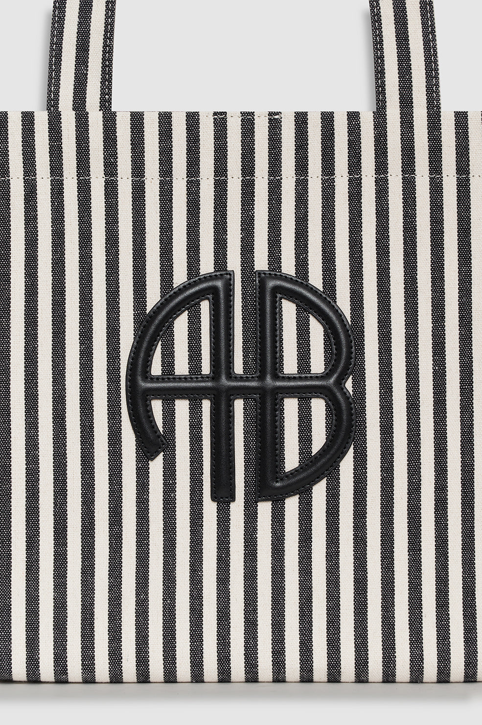 Lara Tote - White And Black Stripe View 5