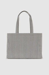 ANINE BING Lara Tote - White And Black Stripe - back view