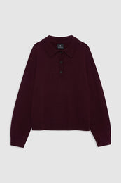 ANINE BING Lee Polo Sweater - Fig - front view