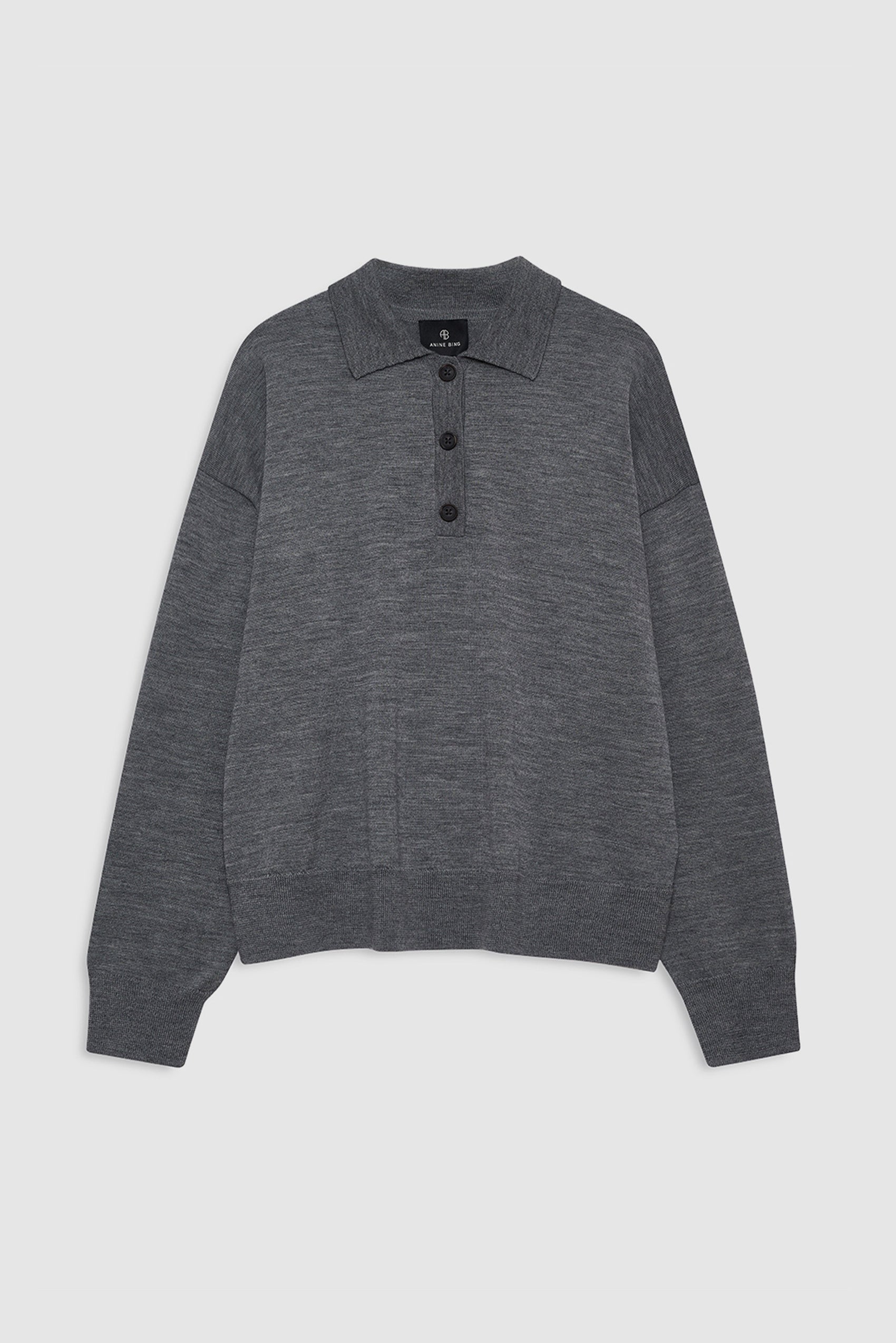Lee Polo Sweater - Medium Heather Grey View 4