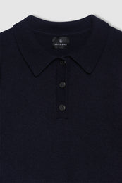 ANINE BING Lee Polo Sweater - Navy - detail view