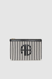 ANINE BING Lili Pouch - White And Black Stripe - front view
