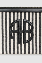 ANINE BING Lili Pouch - White And Black Stripe - detail view
