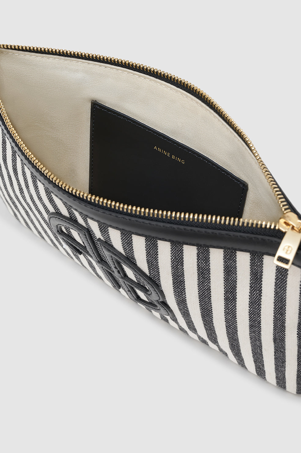 Lili Pouch - White And Black Stripe View 5