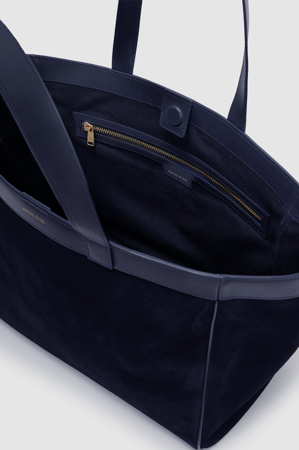Medium Rio Tote - Navy Suede View 5